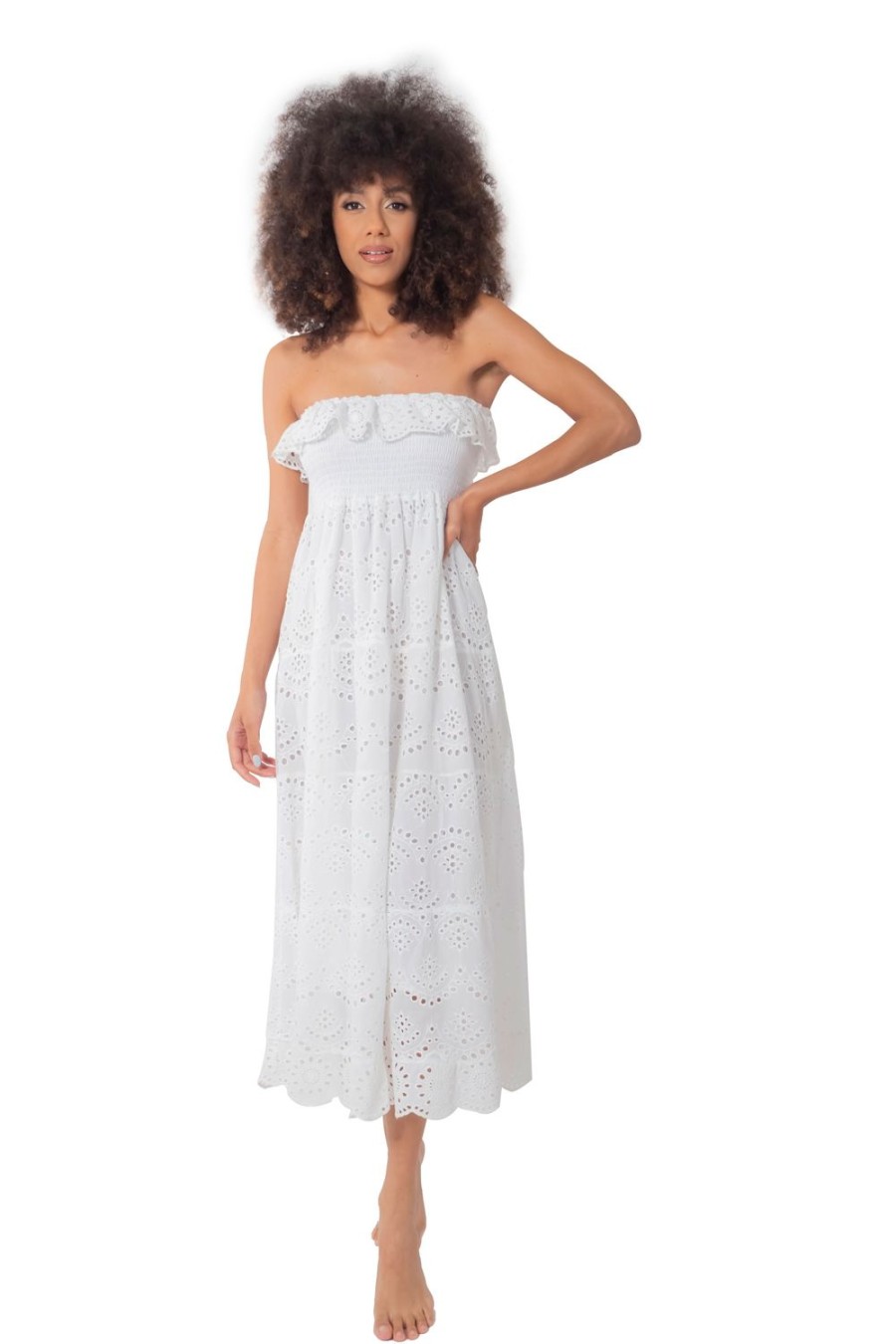 Vetements Iconique J'Habite | Robe Bandeau Blanche Madison