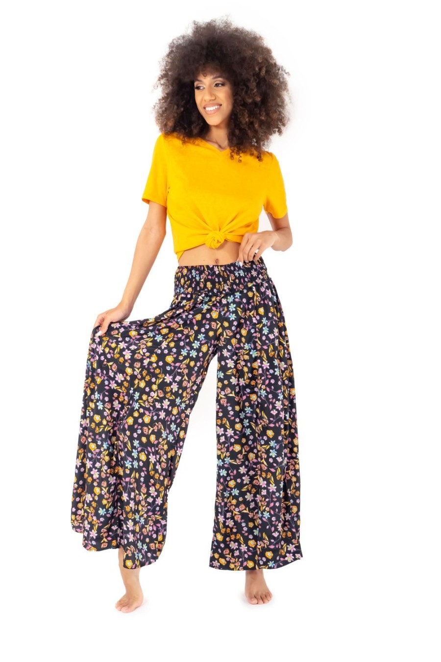 Vetements Iconique Pantalon | Pantalon Palazzo Floral - Noir