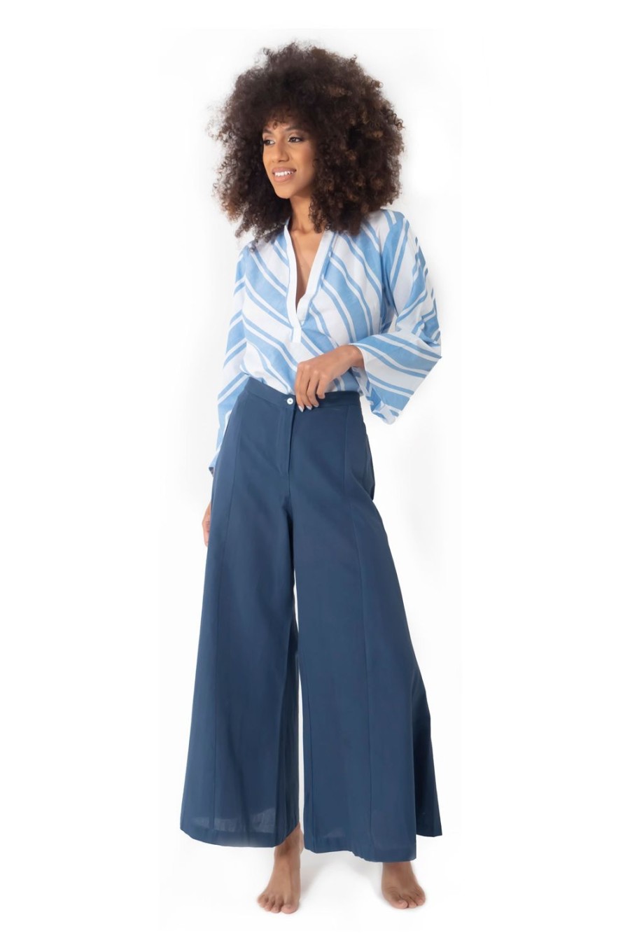 Vetements Iconique Pantalon | Pantalon Palazzo Bleu